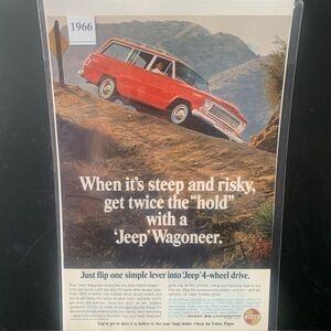 Vintage 1966 Jeep Wagoneer Steep and Risky Get Twice The Hold Ad Advertisement